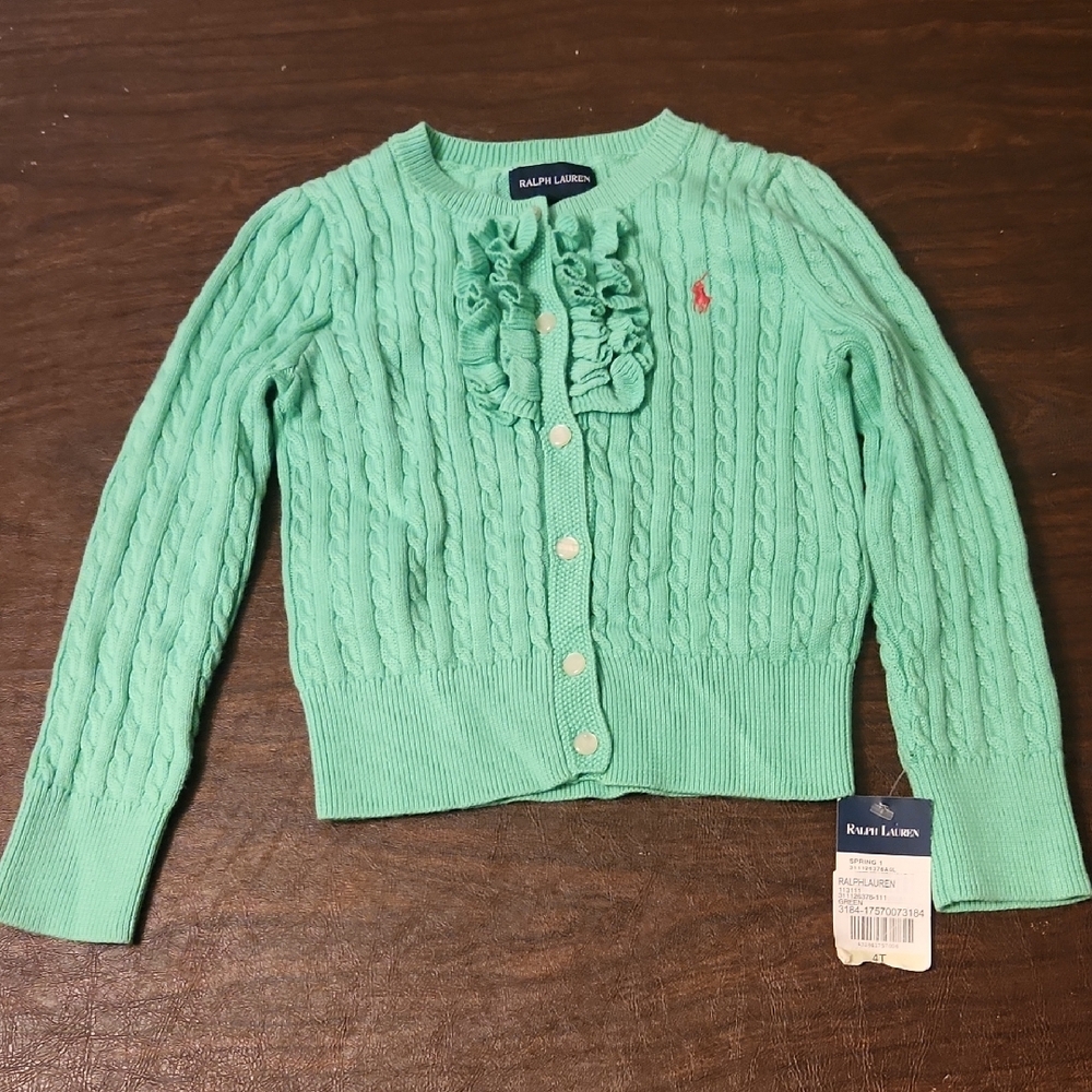 Ralph Lauren Green Cable Knit Cardigan